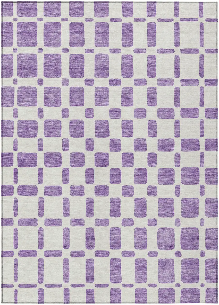 Purple And Ivory Geometric Washable Indoor Outdoor Area Rug Photo 2