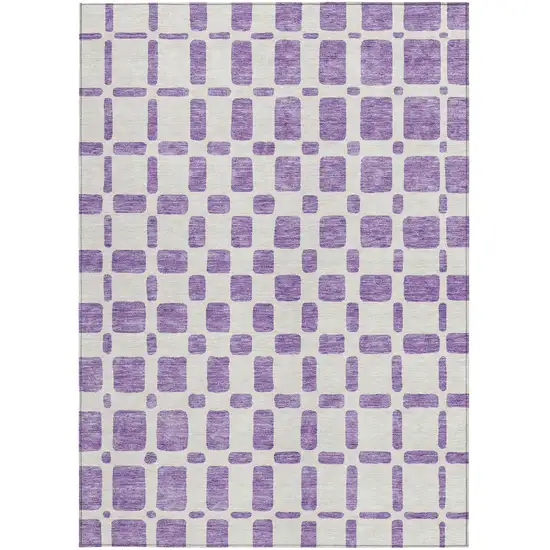 Purple And Ivory Geometric Washable Indoor Outdoor Area Rug Photo 6