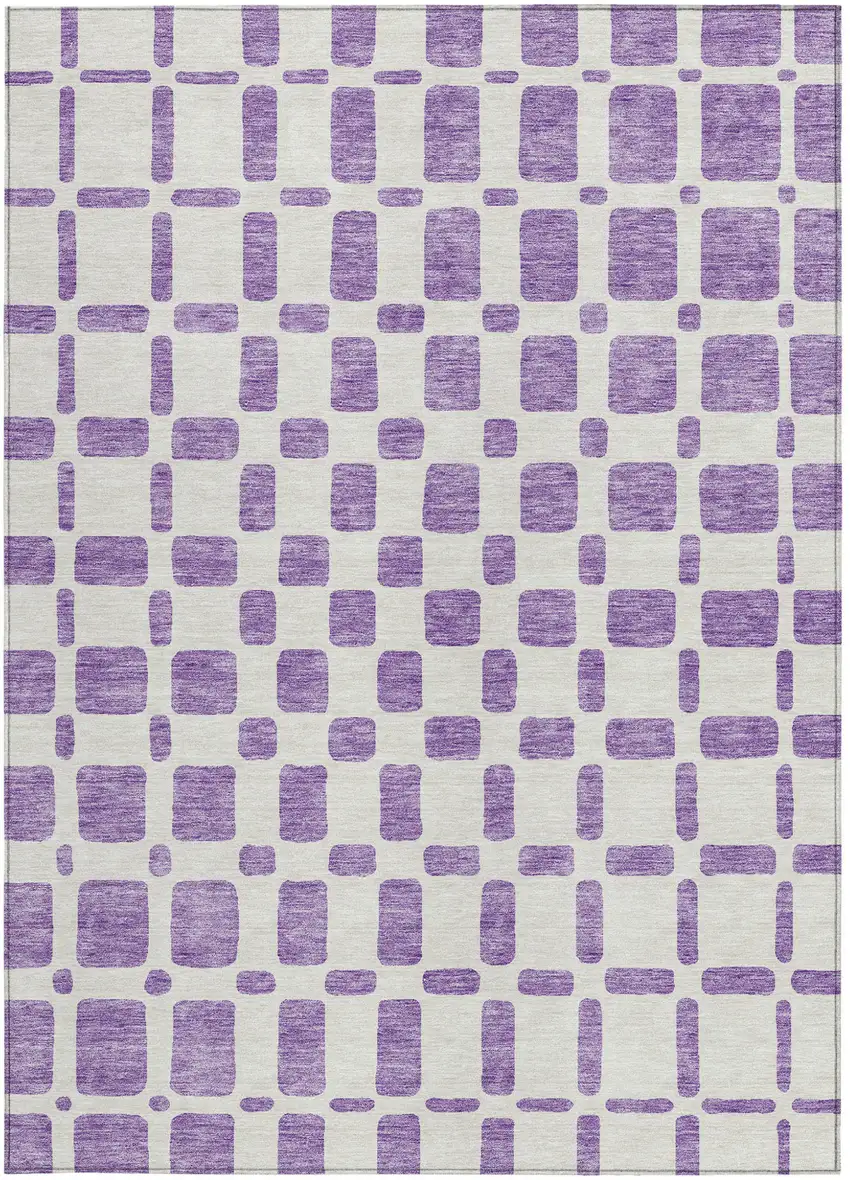 Purple And Ivory Geometric Washable Indoor Outdoor Area Rug Photo 6