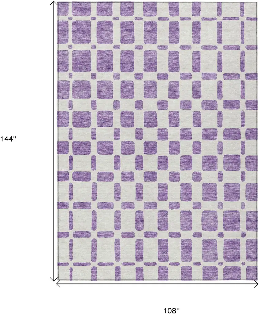 Purple And Ivory Geometric Washable Indoor Outdoor Area Rug Photo 3
