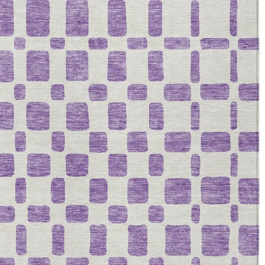 Purple And Ivory Geometric Washable Indoor Outdoor Area Rug Photo 6