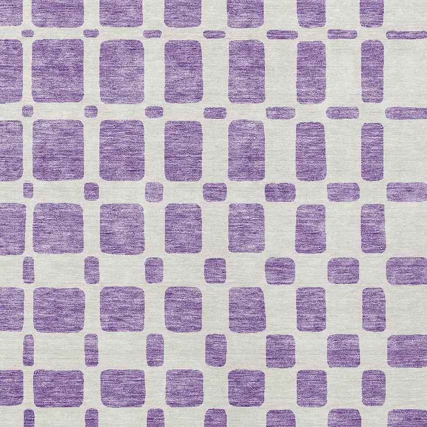 Purple And Ivory Geometric Washable Indoor Outdoor Area Rug Photo 6
