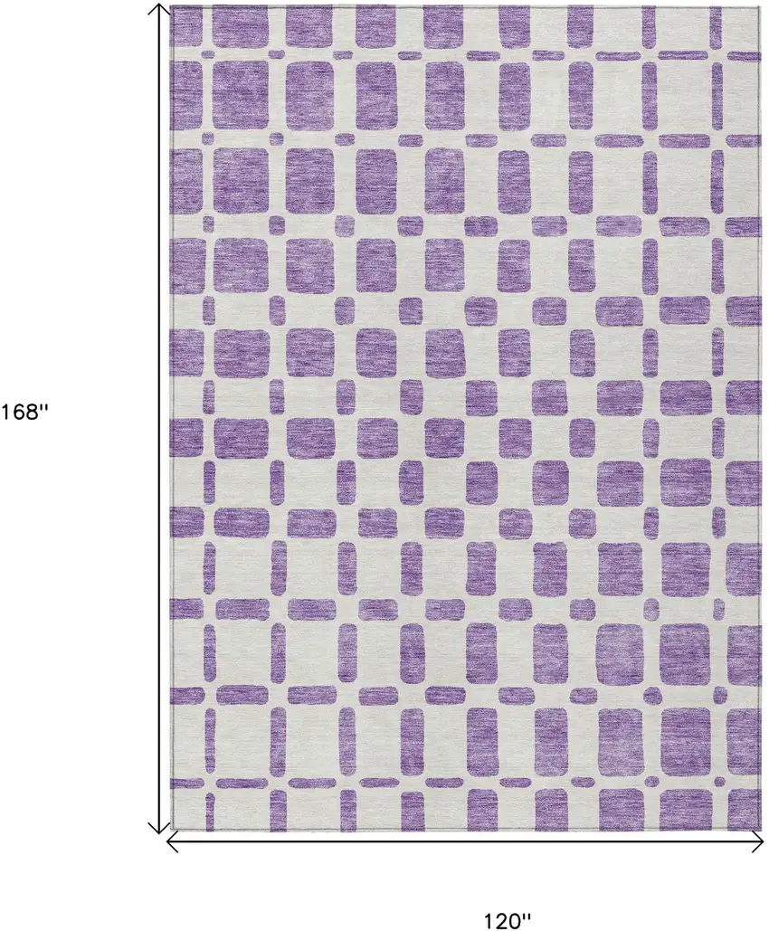 Purple And Ivory Geometric Washable Indoor Outdoor Area Rug Photo 3