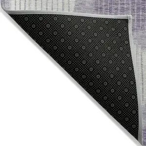 Photo of Purple And Ivory Geometric Washable Indoor Outdoor Area Rug