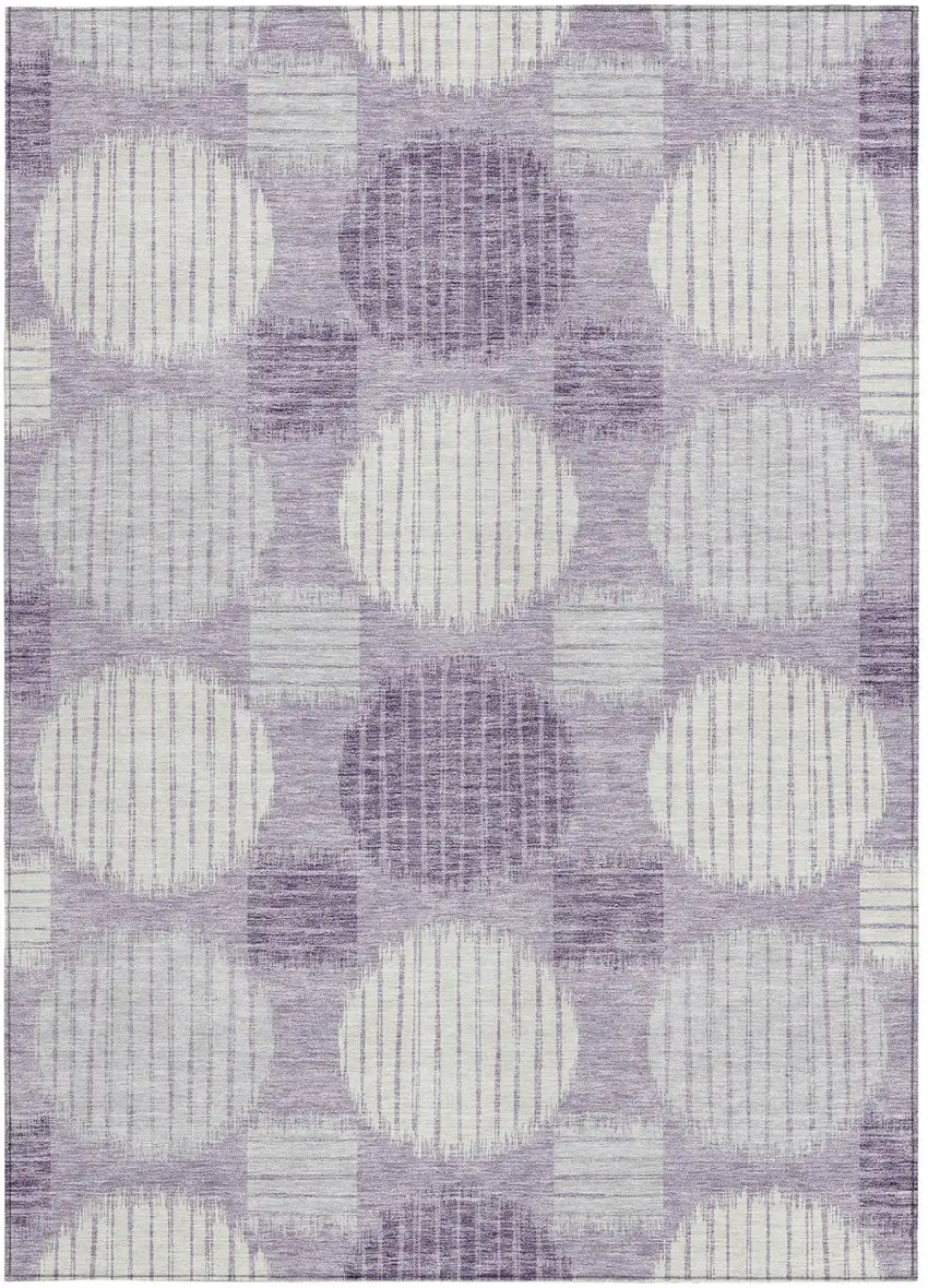 Purple And Ivory Geometric Washable Indoor Outdoor Area Rug Photo 6