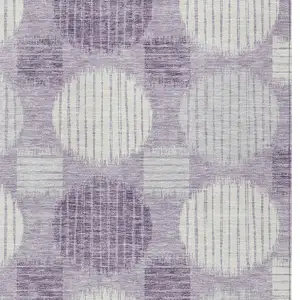 Photo of Purple And Ivory Geometric Washable Indoor Outdoor Area Rug