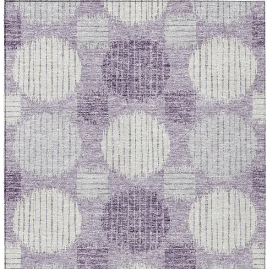 Purple And Ivory Geometric Washable Indoor Outdoor Area Rug Photo 7