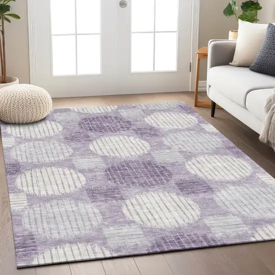 Purple And Ivory Geometric Washable Indoor Outdoor Area Rug Photo 9