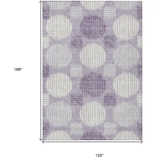 Purple And Ivory Geometric Washable Indoor Outdoor Area Rug Photo 3