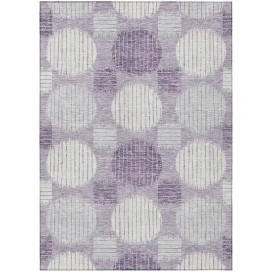 Purple And Ivory Geometric Washable Indoor Outdoor Area Rug Photo 2