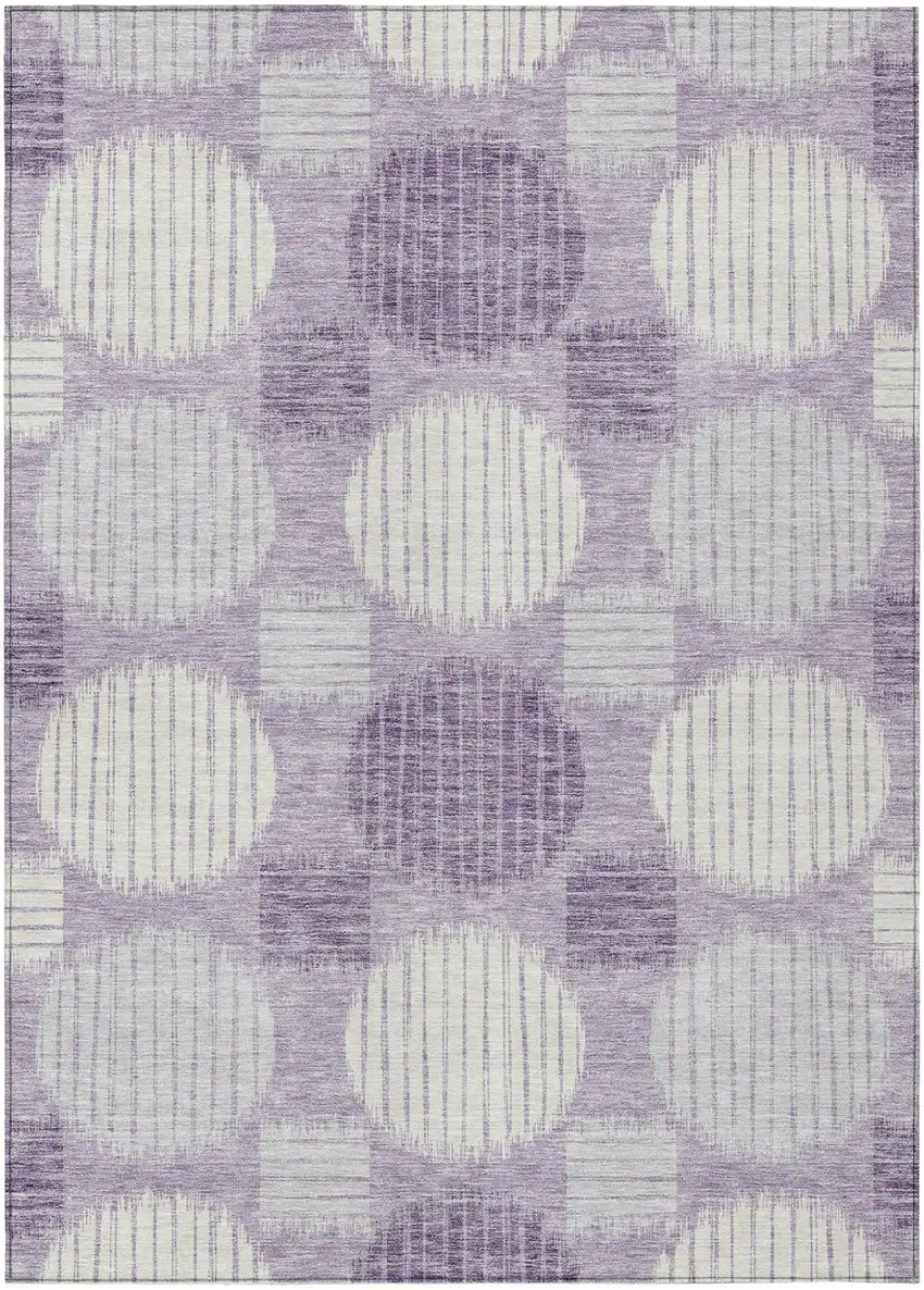 Purple And Ivory Geometric Washable Indoor Outdoor Area Rug Photo 2