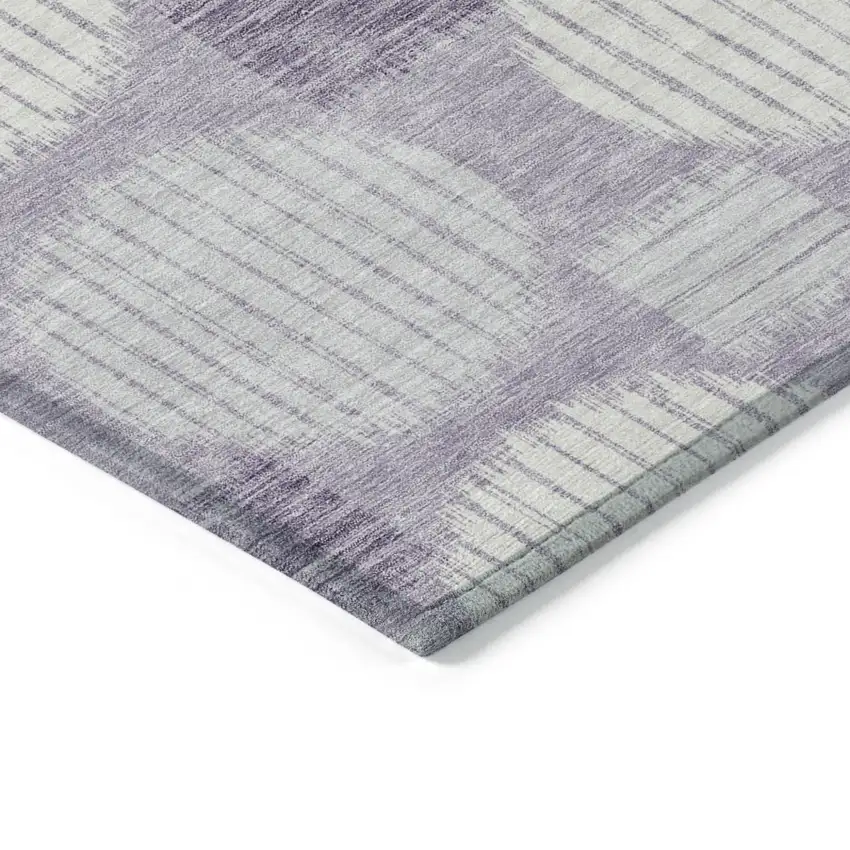 Purple And Ivory Geometric Washable Indoor Outdoor Area Rug Photo 5