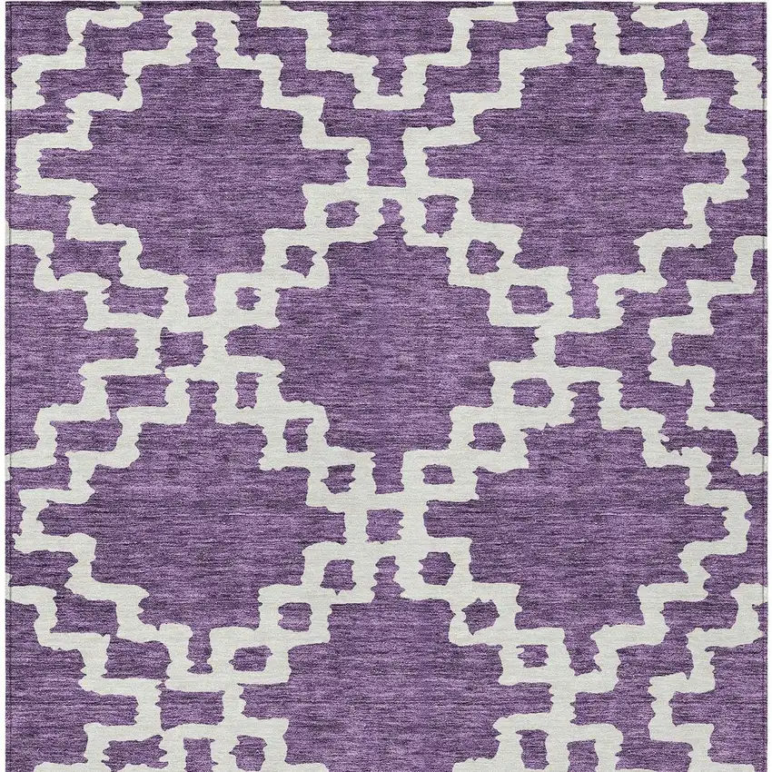Purple And Ivory Geometric Washable Indoor Outdoor Area Rug Photo 7
