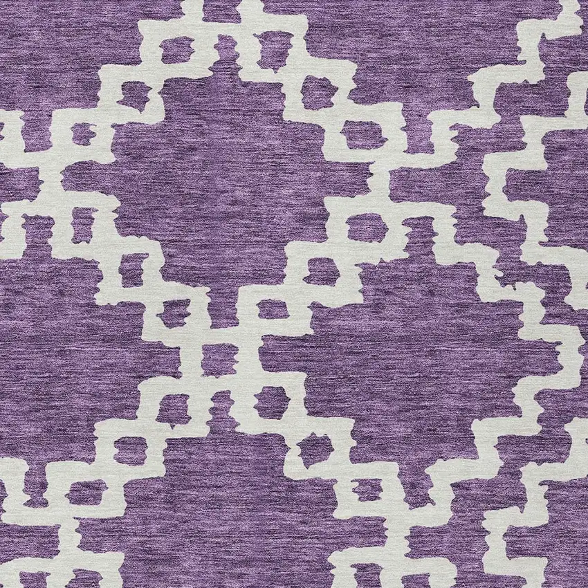 Purple And Ivory Geometric Washable Indoor Outdoor Area Rug Photo 6