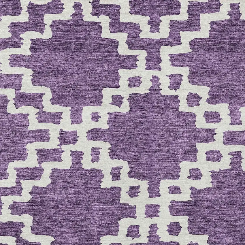 Purple And Ivory Geometric Washable Indoor Outdoor Area Rug Photo 6