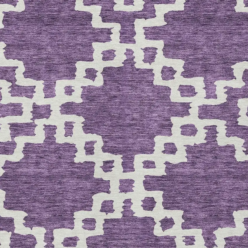 Purple And Ivory Geometric Washable Indoor Outdoor Area Rug Photo 6