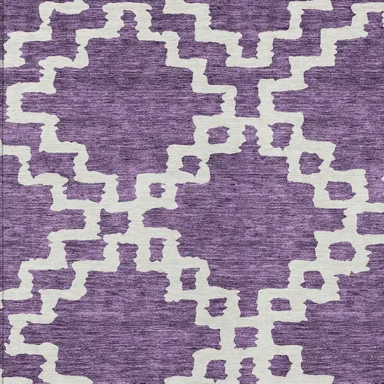 Purple And Ivory Geometric Washable Indoor Outdoor Area Rug Photo 6