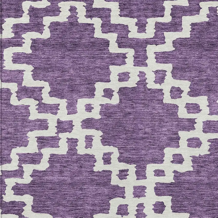 Purple And Ivory Geometric Washable Indoor Outdoor Area Rug Photo 6