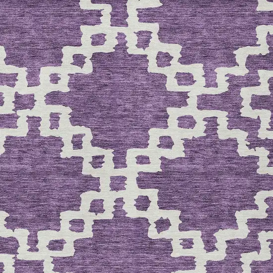 Purple And Ivory Geometric Washable Indoor Outdoor Area Rug Photo 6
