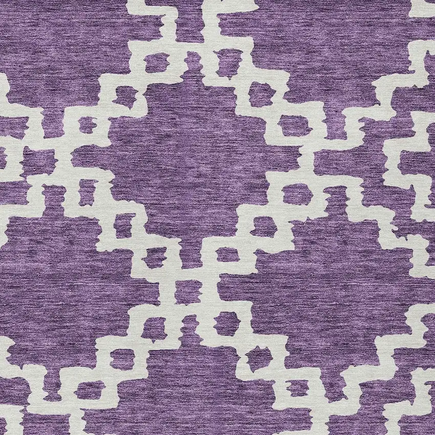 Purple And Ivory Geometric Washable Indoor Outdoor Area Rug Photo 6