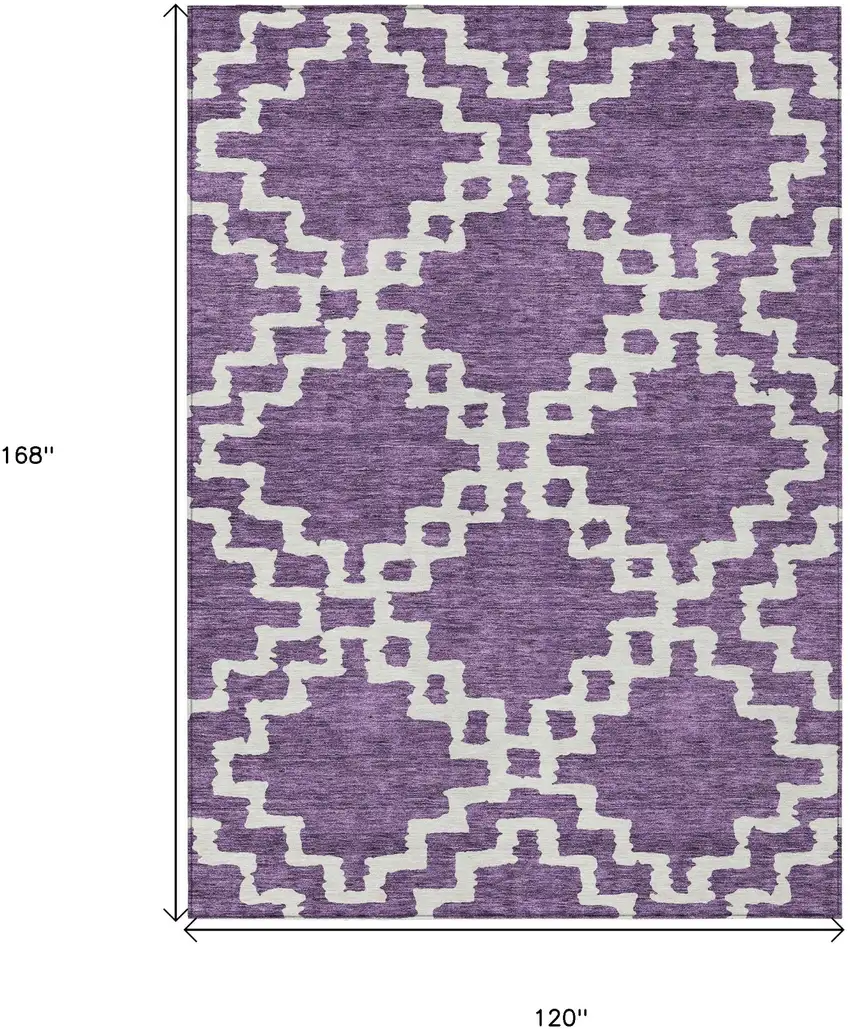 Purple And Ivory Geometric Washable Indoor Outdoor Area Rug Photo 3