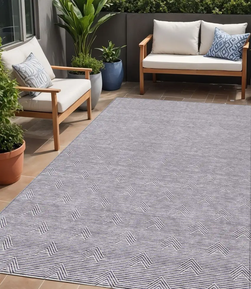 Purple And Ivory Geometric Washable Indoor Outdoor Area Rug Photo 1