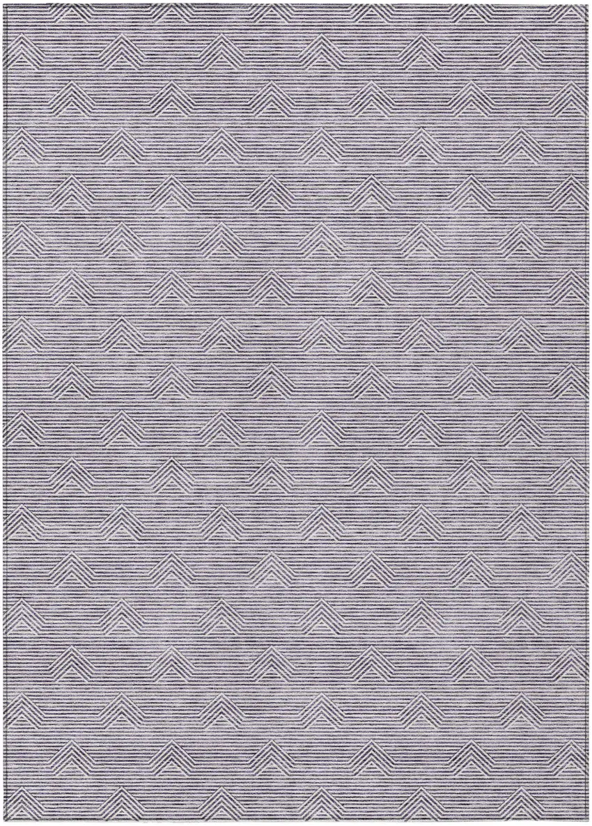 Purple And Ivory Geometric Washable Indoor Outdoor Area Rug Photo 2