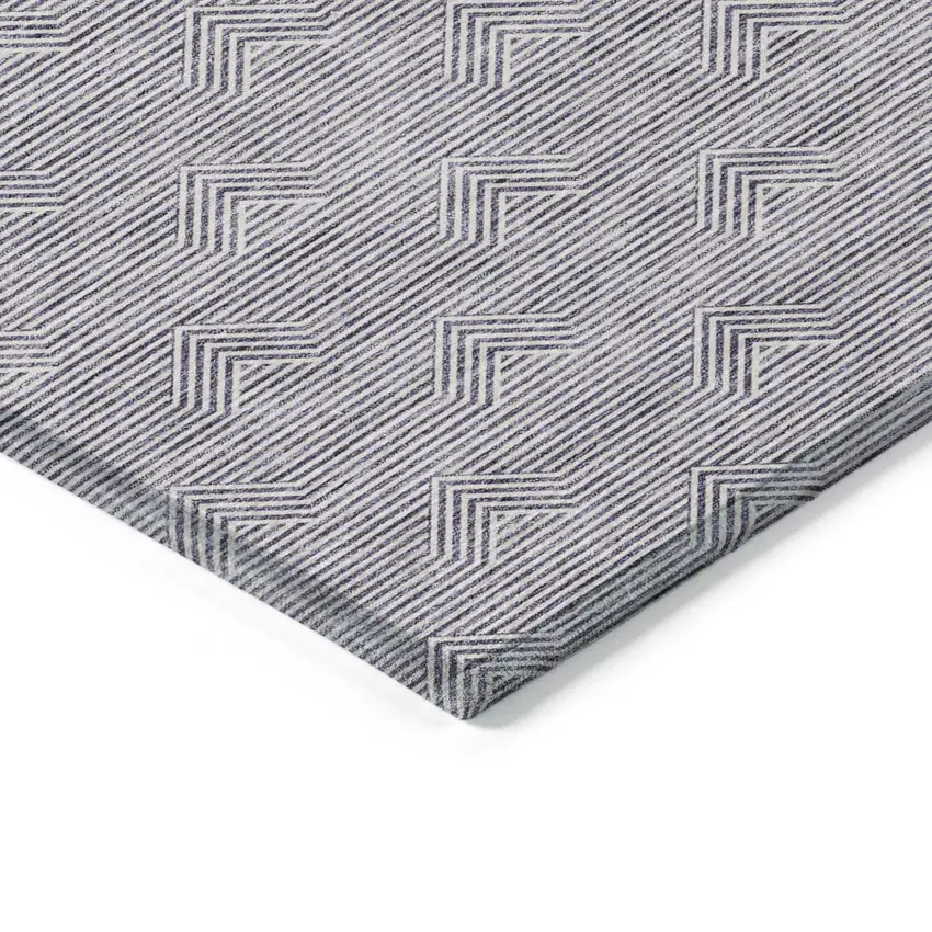 Purple And Ivory Geometric Washable Indoor Outdoor Area Rug Photo 5