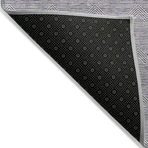Photo of Purple And Ivory Geometric Washable Indoor Outdoor Area Rug