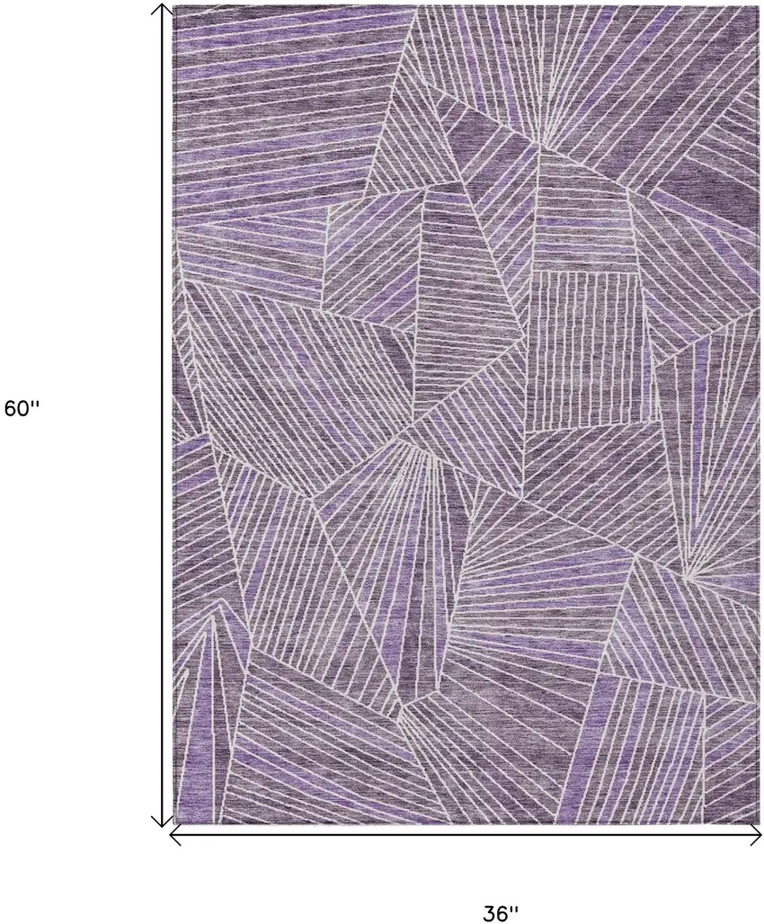 Purple And Ivory Geometric Washable Indoor Outdoor Area Rug Photo 3
