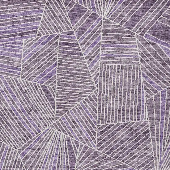 Purple And Ivory Geometric Washable Indoor Outdoor Area Rug Photo 6