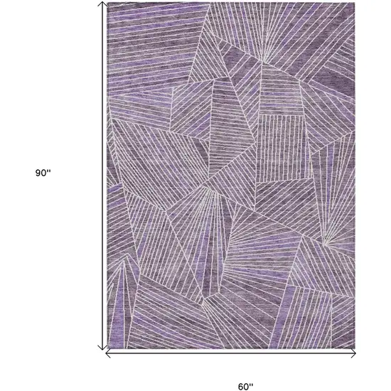 Purple And Ivory Geometric Washable Indoor Outdoor Area Rug Photo 3