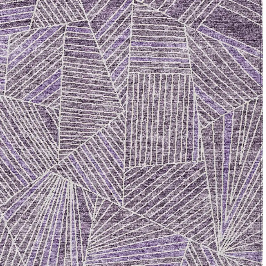 Purple And Ivory Geometric Washable Indoor Outdoor Area Rug Photo 6
