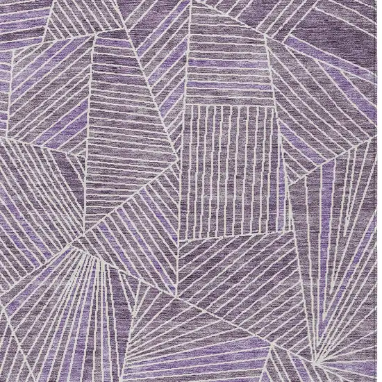Purple And Ivory Geometric Washable Indoor Outdoor Area Rug Photo 6