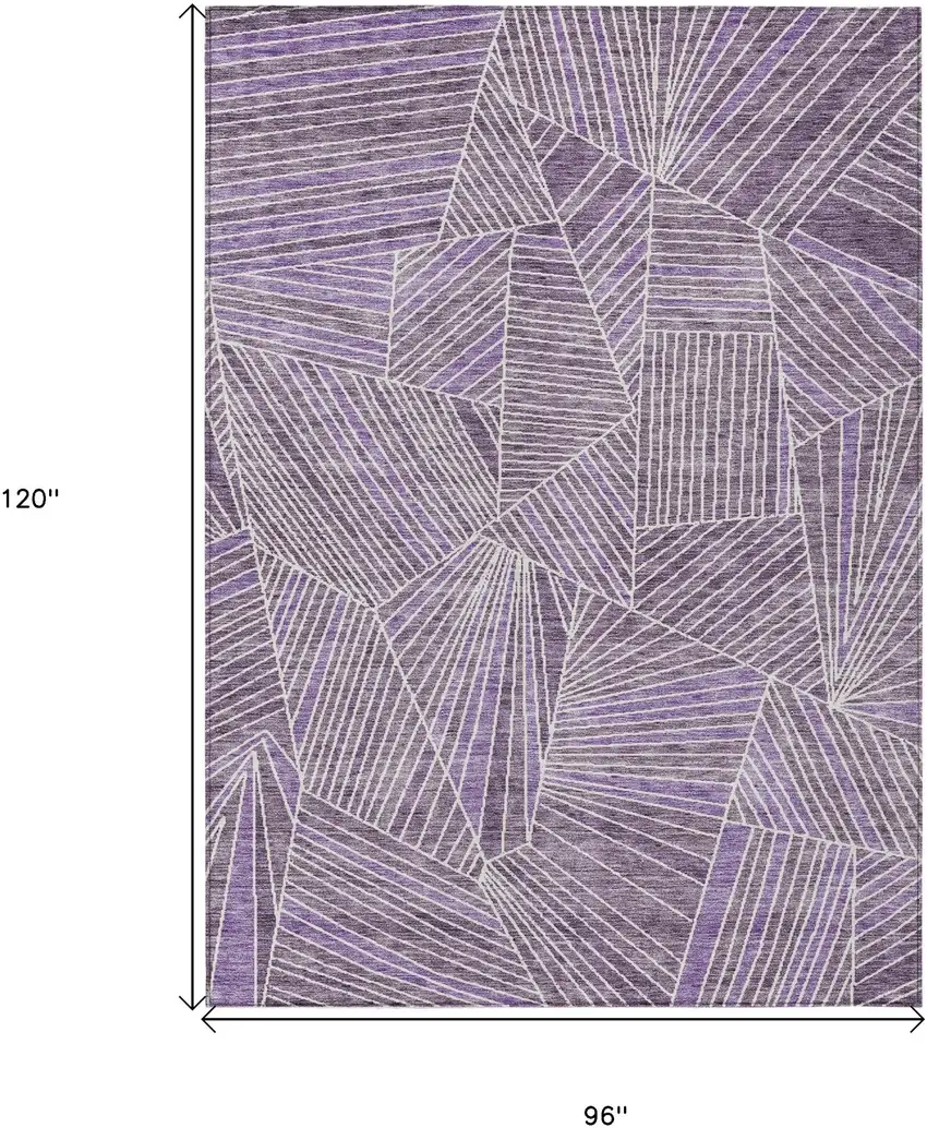 Purple And Ivory Geometric Washable Indoor Outdoor Area Rug Photo 3