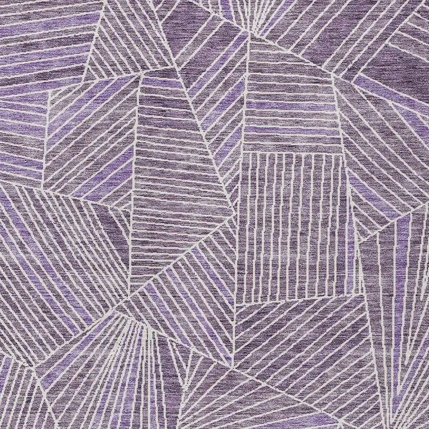 Purple And Ivory Geometric Washable Indoor Outdoor Area Rug Photo 6