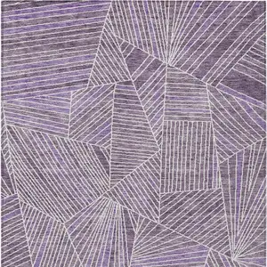 Photo of Purple And Ivory Geometric Washable Indoor Outdoor Area Rug