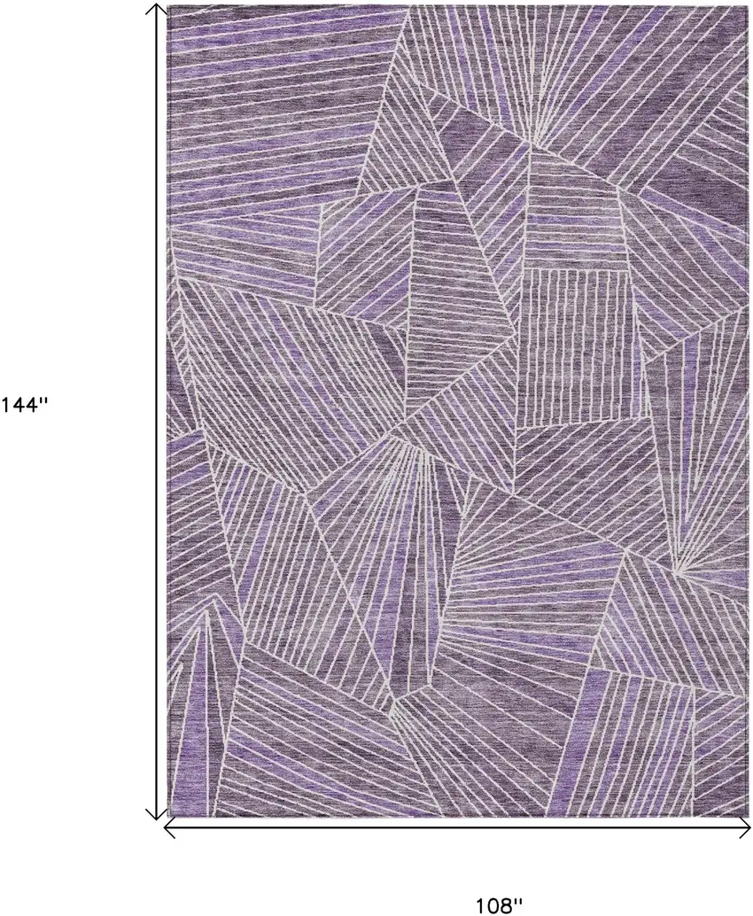 Purple And Ivory Geometric Washable Indoor Outdoor Area Rug Photo 3