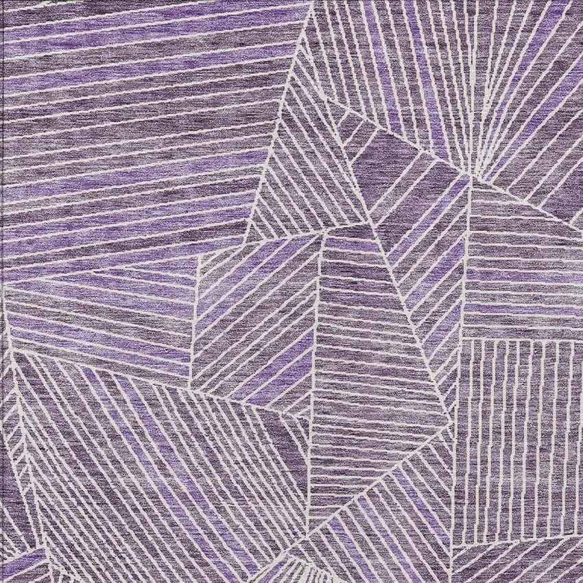 Purple And Ivory Geometric Washable Indoor Outdoor Area Rug Photo 6