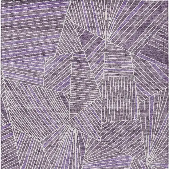 Purple And Ivory Geometric Washable Indoor Outdoor Area Rug Photo 6
