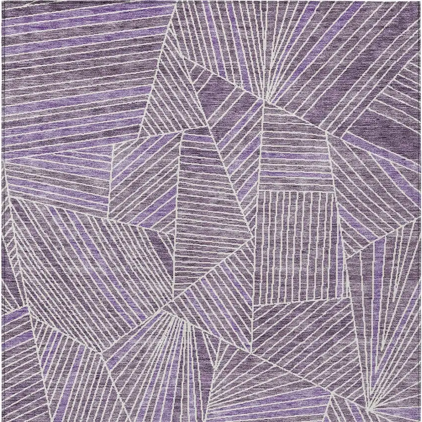 Purple And Ivory Geometric Washable Indoor Outdoor Area Rug Photo 6