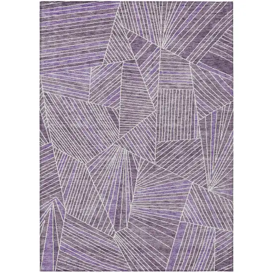 Purple And Ivory Geometric Washable Indoor Outdoor Area Rug Photo 2