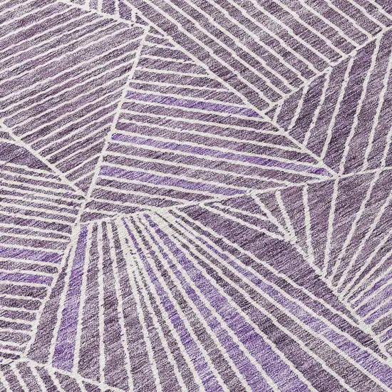 Purple And Ivory Geometric Washable Indoor Outdoor Area Rug Photo 5