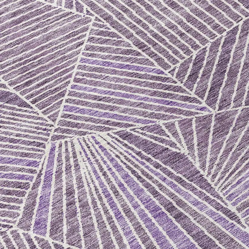 Purple And Ivory Geometric Washable Indoor Outdoor Area Rug Photo 5