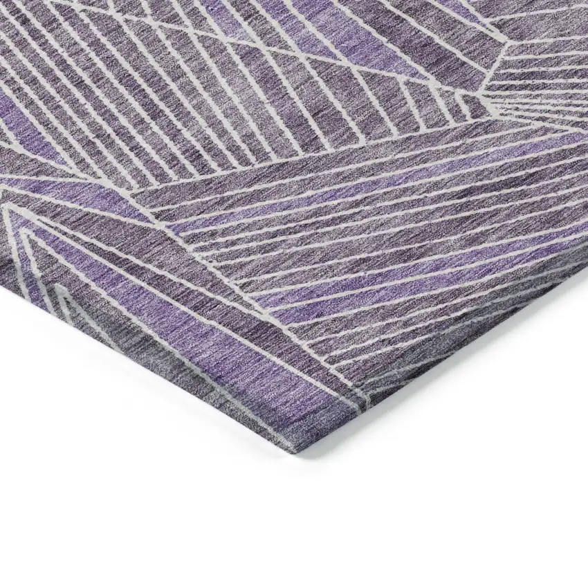 Purple And Ivory Geometric Washable Indoor Outdoor Area Rug Photo 4