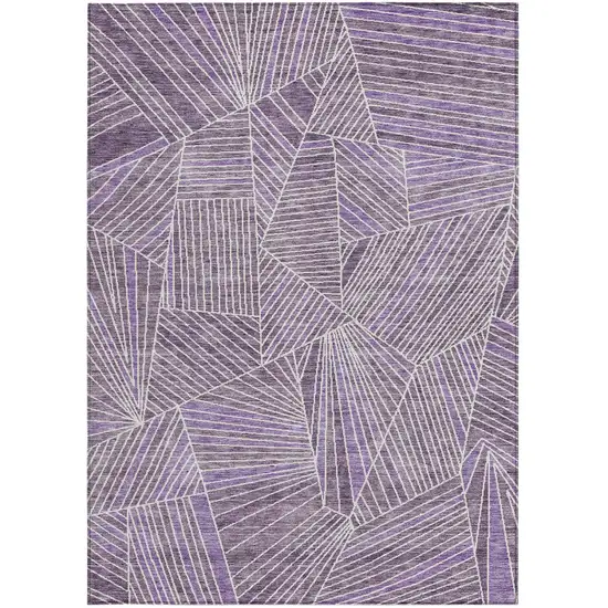 Purple And Ivory Geometric Washable Indoor Outdoor Area Rug Photo 7
