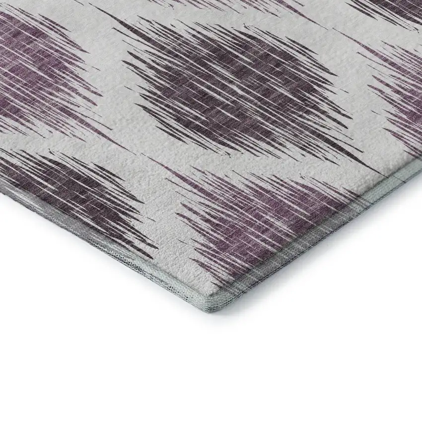 Purple And Ivory Ikat Washable Area Rug With UV Protection Photo 7