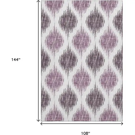 Purple And Ivory Ikat Washable Area Rug With UV Protection Photo 3