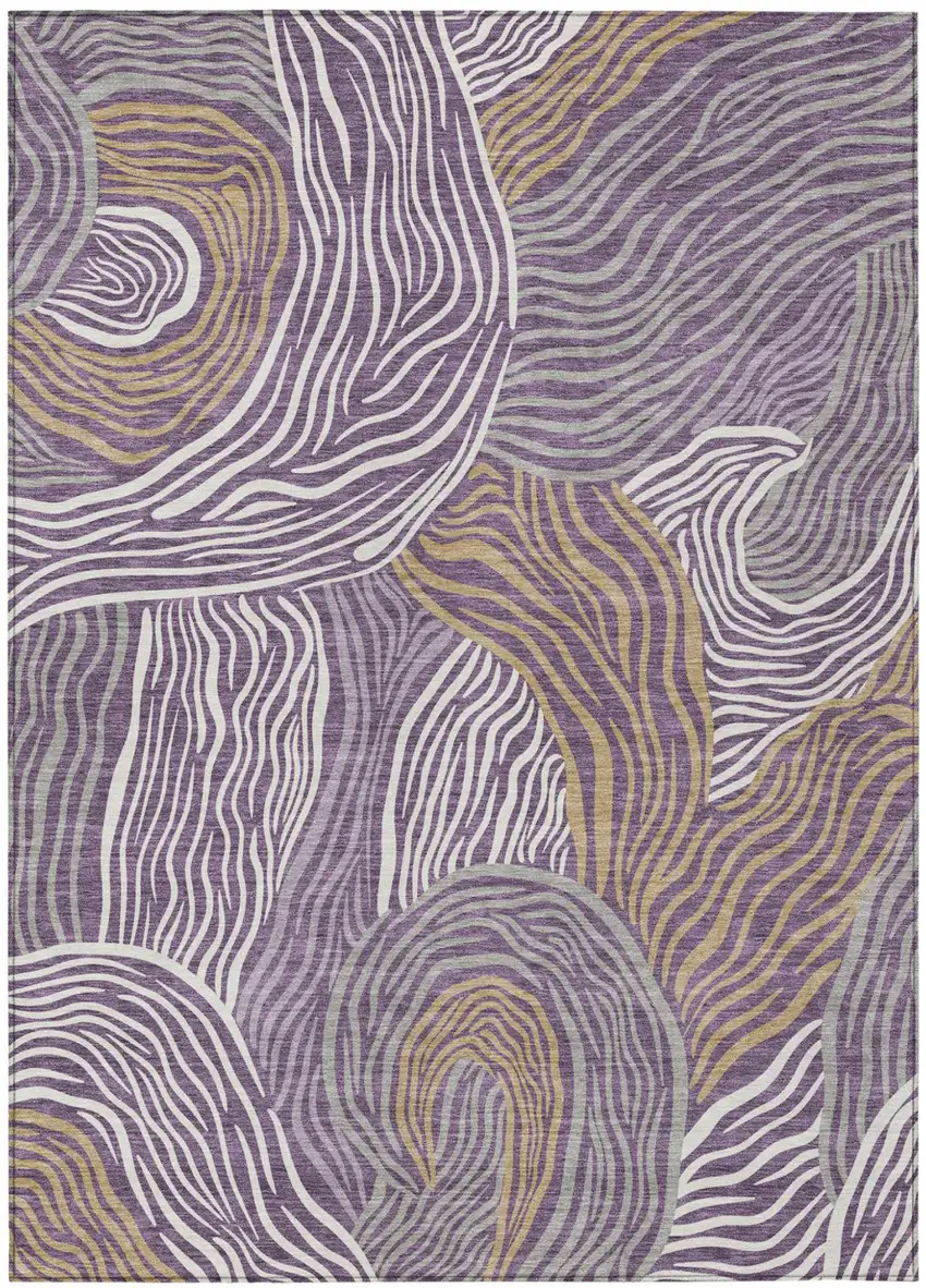 Purple And Ivory Ikat Washable Indoor Outdoor Area Rug Photo 1