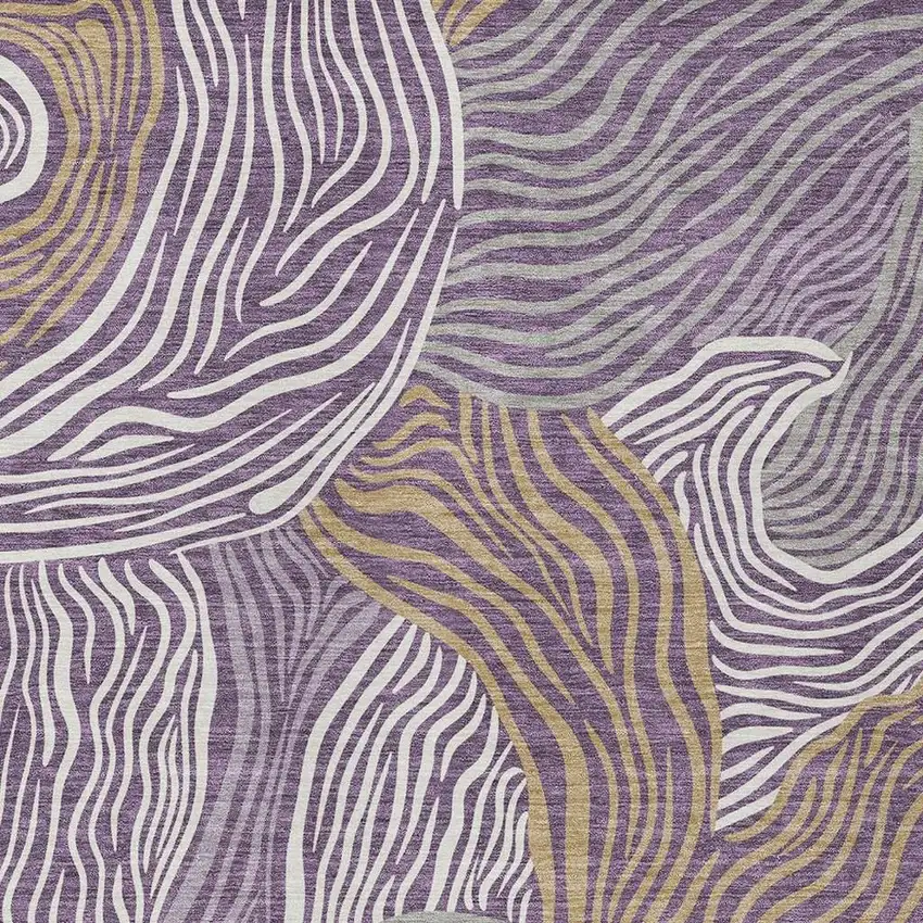Purple And Ivory Ikat Washable Indoor Outdoor Area Rug Photo 2
